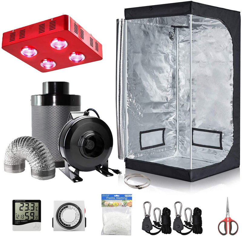 Hydro plus Grow Tent Kit Complete LED 300W Grow Light + 4" Fan Filter Ventilation Kit + 24"X24"X48" Grow Tent Setup Hydroponics Indoor Growing System Sporting Goods > Outdoor Recreation > Camping & Hiking > Tent Accessories Hydro Plus LED 800W+32''x32''x63'' Kit  