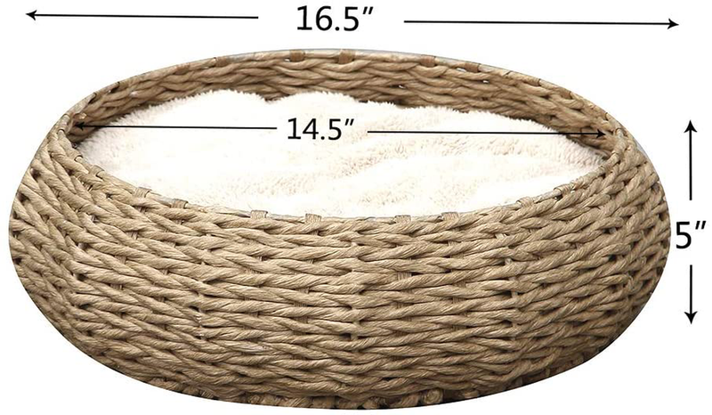 Petpals Hand Made Paper Rope round Bed for Cat/Dog/Pet Sleep with Pillow, Natural Animals & Pet Supplies > Pet Supplies > Cat Supplies > Cat Beds PetPals   