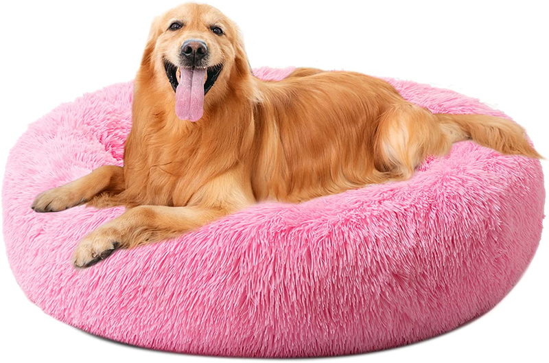 Dancewhale Cat Bed Donut Cuddler, Flurry Warming round Plush Cushion Mat for Small Medium Large Dogs and Cats, Indoor Sleeping Bed Animals & Pet Supplies > Pet Supplies > Dog Supplies > Dog Beds DanceWhale Pink XL 39"x39" 
