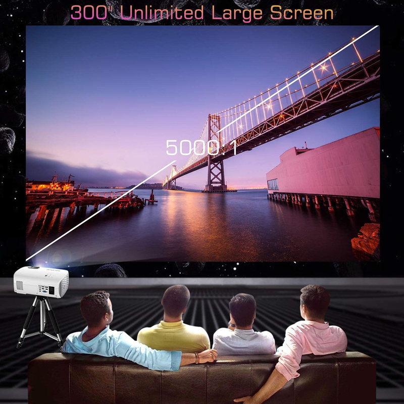 Projector, GooDee HD Video Projector Native 1920x1080P, Outdoor Movie Projector 7500L 300'' Touch Keys Home Theater Projector with 50000 Hrs Lamp Life, Support Fire TV Stick/PS4/HDMI/iOS /Android Electronics > Video > Projectors GooDee   