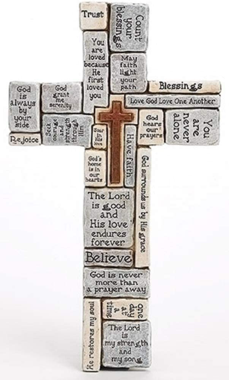 Roman inc. Christians Words and Saying Crossword 16 inch Resin Stoneware Wall Cross