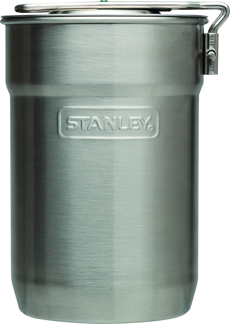 Stanley Adventure Camp Cook Set - 24Oz Kettle with 2 Cups - Stainless Steel Camping Cookware with Vented Lids & Foldable + Locking Handle - Lightweight Cook Pot for Backpacking/Hiking/Camping Sporting Goods > Outdoor Recreation > Camping & Hiking > Tent Accessories Stanley   