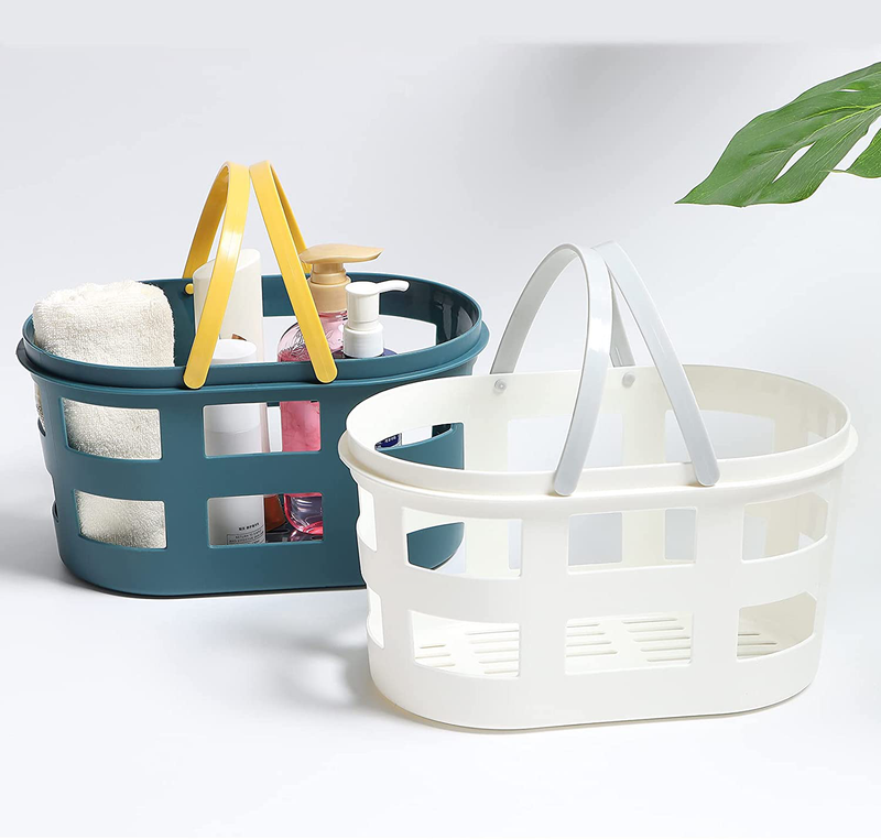 Portable Shower Caddy Basket,Tote Plastic Organizer Storage Baskets with Handles,Shower Caddy Bins Organizer for College Dorm,Bathroom and Kitchen (Lake Blue)