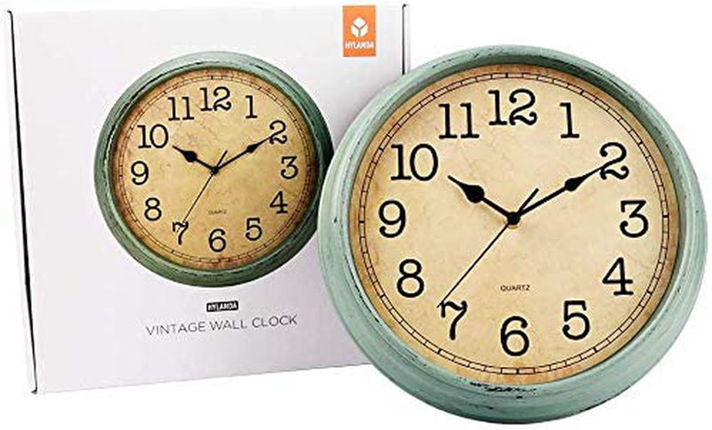 HYLANDA 12 Inch Vintage/Retro Wall Clock, Silent Non-Ticking Decorative Wall Clocks Battery Operated with Large Numbers&HD Glass Easy to Read for Kitchen/Living Room/Bathroom/Bedroom/Office Home & Garden > Decor > Clocks > Wall Clocks HYLANDA   