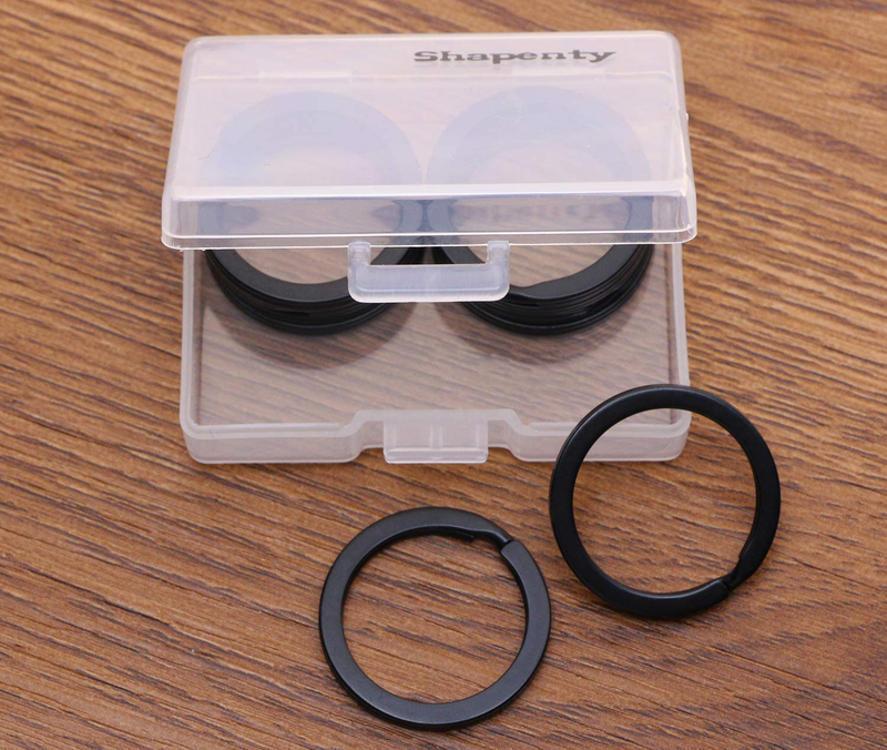 Shapenty 1 Inch/25mm Diameter Metal Flat Split Key Chains Rings for Home Car Keys Attachment (Black,10PCS/Box)  ‎Shapenty   