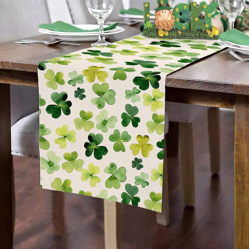 St. Patrick'S Day Table Runner, Spring Green Shamrock Table Runners for Kitchen Dining Coffee or Indoor and Outdoor Home Parties Decor 13 X 72 Inches Arts & Entertainment > Party & Celebration > Party Supplies Sambosk   