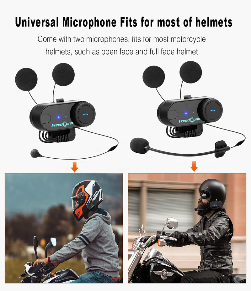 Motorcycle Bluetooth Headset FreedConn T-COMVB 800M,2-Way Helmet Bluetooth intercom Communication Systems, Motorbike Bluetooth interphone Bluetooth Headset Intercom ski 3 Riders Connect