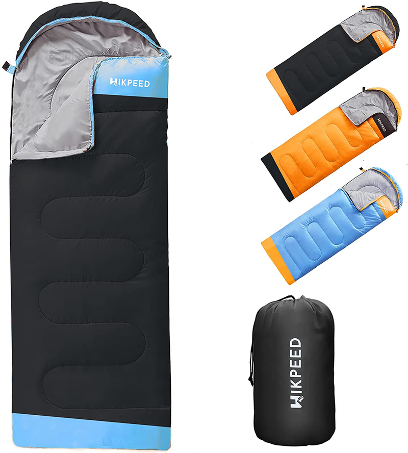 HIKPEED Camping Sleeping Bags, Lightweight 3 Seasons Backpacking Sleeping Bag Camp Bedding for Camping Hiking Outdoor Warm & Cool Weather Sleepover Sporting Goods > Outdoor Recreation > Camping & Hiking > Sleeping BagsSporting Goods > Outdoor Recreation > Camping & Hiking > Sleeping Bags HIKPEED Z-Black+Blue  