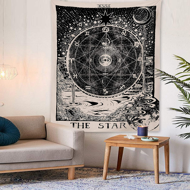 INTHouse Tarot Star Tapestry Wall Tapestry Wall Hanging Psychedelic Tapestry Celestial Tapestry Medieval Tarot Decor Wall Tapestry for Bedroom Living Room College Dorm Room (The Star, 51”x59”) Home & Garden > Decor > Artwork > Decorative Tapestries INTHouse   