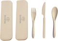 ECOSTAR Portable Wheat Straw Cutlery Set, 3-Piece Reusable Eco-Friendly BPA Free Utensils including Biodegradable Knife Spoon Fork and Travel Case - Great for Kids and Adults (Blue, 1) Home & Garden > Kitchen & Dining > Tableware > Flatware > Flatware Sets ECOSTAR Beige 2 