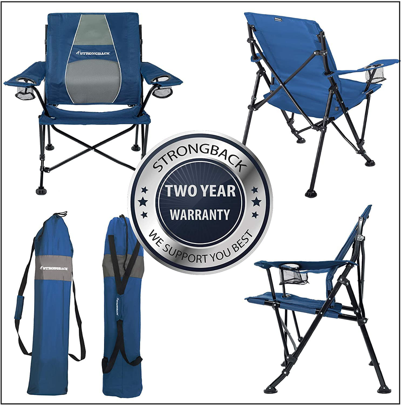 STRONGBACK 3.0 Guru Camp Chair, Original, Navy/Grey Sporting Goods > Outdoor Recreation > Camping & Hiking > Camp Furniture STRONGBACK   