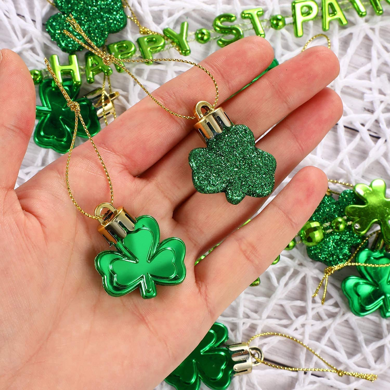 Leinuosen 24 Pieces St Patrick'S Day Shamrocks Ornament Good Luck Clover Hanging Bauble for Tree Baubles Table Shelf Festival Decorations (24 Pieces) Arts & Entertainment > Party & Celebration > Party Supplies Leinuosen   