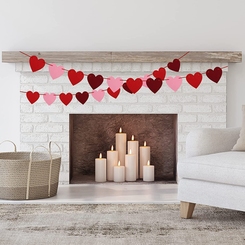 Felt Heart Garland Banner - NO DIY - 6 Pcs Valentines Day Banner Decor - Valentines Decorations - Anniversary, Wedding, Birthday Party Decorations - for Home Office Décor Home & Garden > Decor > Seasonal & Holiday Decorations GMAOPHY   