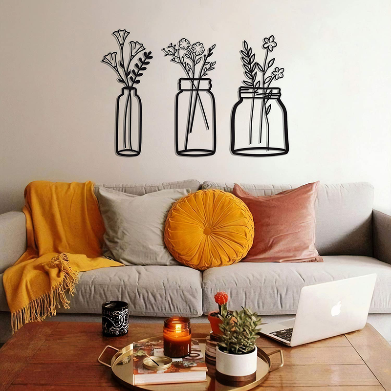 SOFT ART HOME Modern Wall Art Spring Flowers , Metal Wall Decoration 3 Pieces for Home. Vase Flowers Interior Decor for Office and Living Room, Natural Themed House Warming Gift Home & Garden > Decor > Artwork > Sculptures & Statues SOFT ART HOME Default Title  