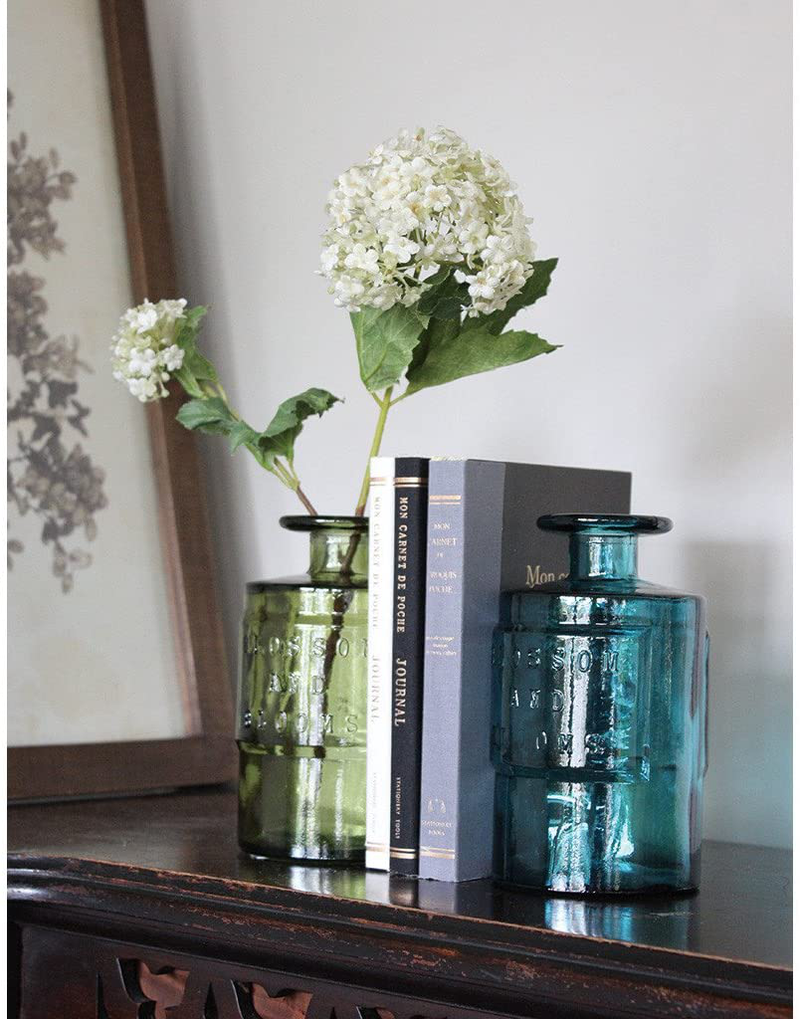 Time Concept Valencia 100% Recycled Glass Jar - Siete, Green - Handcrafted Flower Vase, Home Centerpiece Décor Home & Garden > Decor > Vases Time Concept   