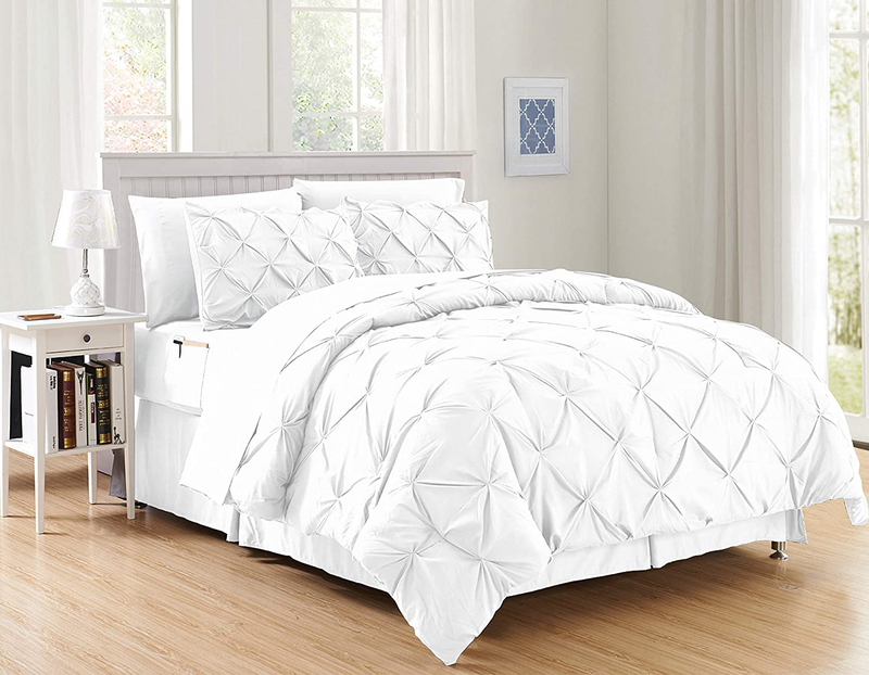 Luxury Best, Softest, Coziest 8-Piece Bed-in-a-Bag Comforter Set on Amazon! Elegant Comfort - Silky Soft Complete Set Includes Bed Sheet Set with Double Sided Storage Pockets, King/Cal King, White Home & Garden > Linens & Bedding > Bedding Elegant Comfort White King/California King 