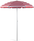 Picnic Time Portable Canopy Outdoor Umbrella, Black Home & Garden > Lawn & Garden > Outdoor Living > Outdoor Umbrella & Sunshade Accessories ONIVA - a Picnic Time brand Red Cabana Stripe  