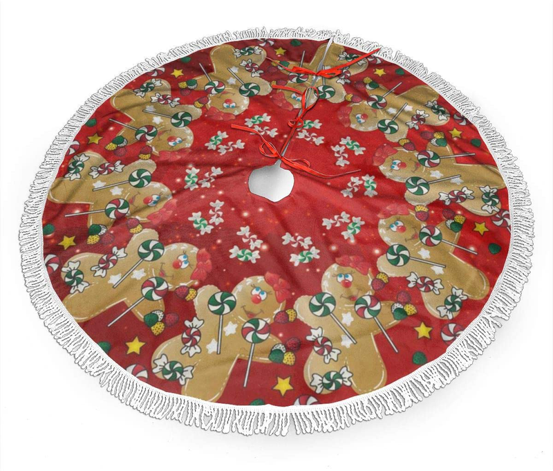 Peacock Feather Circle Christmas Tree Skirt 48" Large Halloween Xmas Tree Decor for Holiday Party Decor Christmas Decoration Home & Garden > Decor > Seasonal & Holiday Decorations > Christmas Tree Skirts MSGUIDE Gingerbread Christmas Sweet Candy Lollipop 36" 