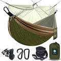Hammocks with Net, Camping Hammock Mosquito Net Portable Nylon Hammocks Parachute Lightweight with Tree Straps, Garden Hammock for Outdoor Hiking Travel (Black/Gray)