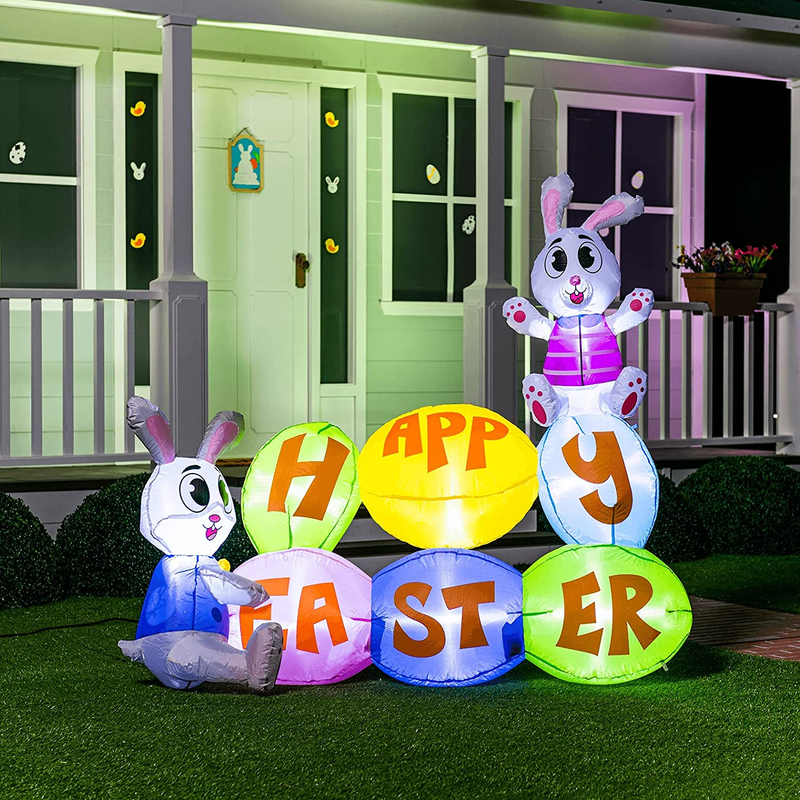 Easter Inflatable Outdoor Decorations 6 Ft Long Happy Easter Sign Inflatable with Built-In Leds Blow up Inflatables for Easter Holiday Party Indoor, Outdoor, Yard, Garden, Lawn Decor. Home & Garden > Decor > Seasonal & Holiday Decorations Joiedomi   