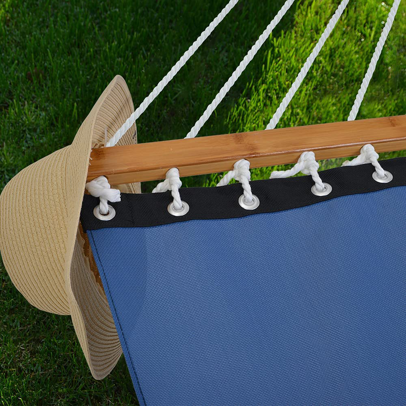 Patio Guarder 13.5FT Quick Dry Hammock Bamboo Spreader Bar Double Rope Hammock for 2 Person,Perfecf for Patio,barkyard and Outdoor,Blue