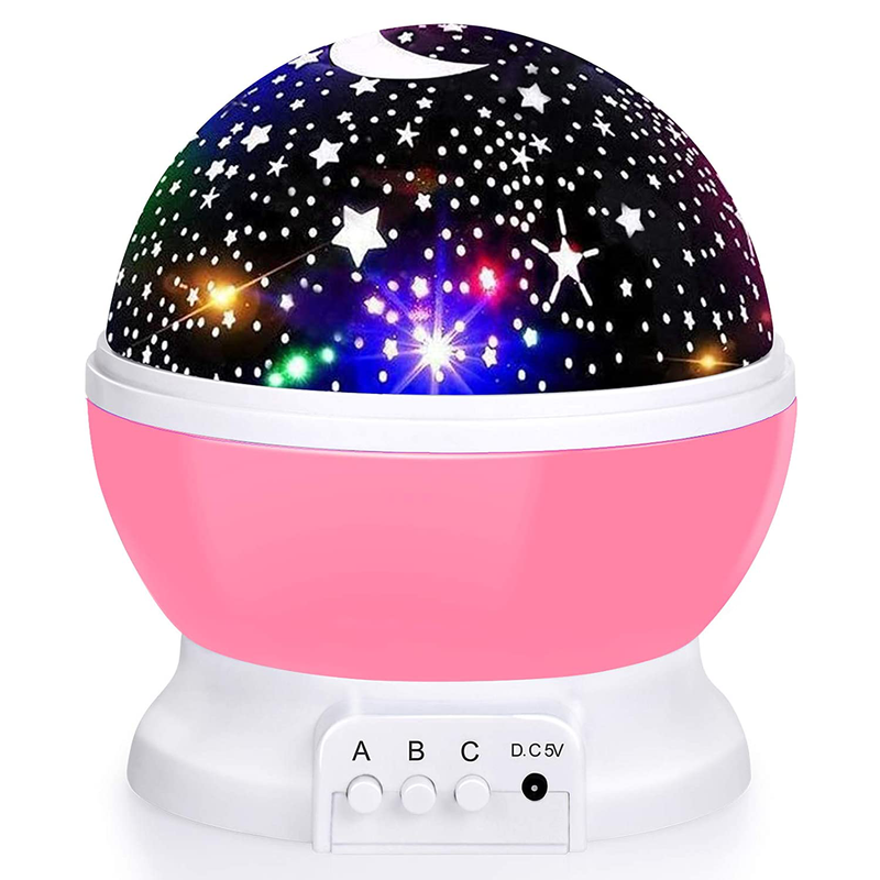Kids Star Night Light, 360-Degree Rotating Star Projector, Desk Lamp 4 LEDs 8 Colors Changing with USB Cable, Best for Children Baby Bedroom and Party Decorations Home & Garden > Lighting > Night Lights & Ambient Lighting SUNNEST Pink  