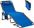 Kingcamp Adjustable 4-Position Heavy Duty Folding Chaise Lounge Chair with Pillow Pocket, Portable Great for Outdoor Patio Lawn Beach Pool Sunbathing, Supports 264Lbs Sporting Goods > Outdoor Recreation > Camping & Hiking > Camp Furniture KingCamp Blue  