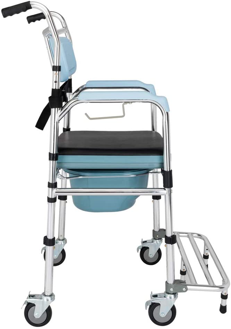 OMECAL Commode Chair for Toilet W/Wheels & Pedal, 350 LBS Weight Capacity, 4 in 1 Multifunctional Portable Heavy Duty Bedside Commode for Elder Disabled People Pregnant Women Sporting Goods > Outdoor Recreation > Camping & Hiking > Portable Toilets & Showers mefeir   