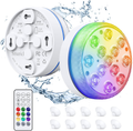 SPOMR Submersible LED Lights Waterproof IP68, Underwater Pool Lights with RF Remote 13 Bright Beads 16 RGB Color, with Magnets/Suction Cups Battery Operated Shower Light for Pool/Pond/Aquariums Decor Home & Garden > Pool & Spa > Pool & Spa Accessories SPOMR 2pack  