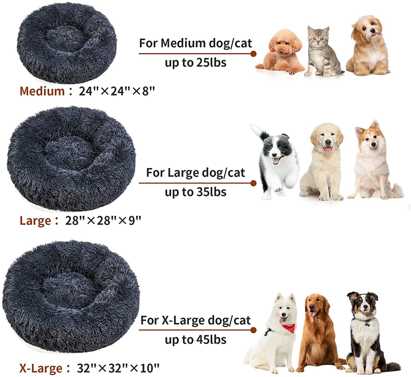 DDSNTY Dog Bed & Cat Bed, Warming Cozy Soft Dog round Bed, Anti-Slip Faux Fur Fluffy Donut Cuddler Anxiety Bed, Cozy Pet Beds for Small, Medium, and Large Dogs and Cats, Machine Washable Dog Bed Animals & Pet Supplies > Pet Supplies > Dog Supplies > Dog Beds DDSNTY   