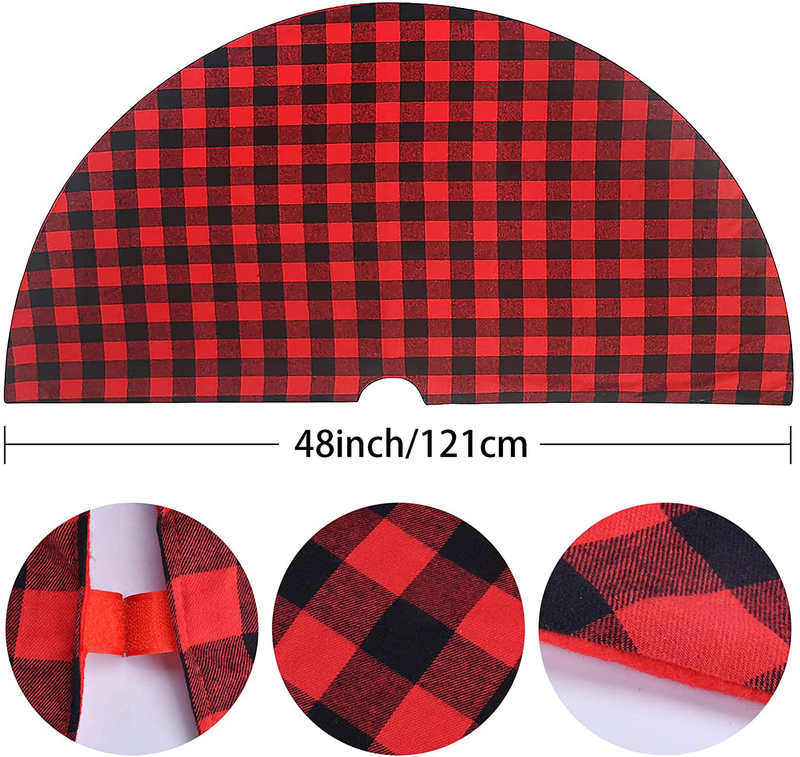 Lapogy Christmas Tree Skirt,Christmas Decorations 48 Inch Red and Black Buffalo Check Plaid Tree Skirt,Double Layers Xmas Tree Skirt for Holiday Party, Winter New Year Christmas Tree Decor Home & Garden > Decor > Seasonal & Holiday Decorations& Garden > Decor > Seasonal & Holiday Decorations Lapogy   