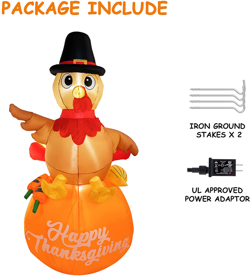 HOOJO 7ft Thanksgiving Blowups Decoration Outdoor Inflatable Turkey on Pumpkin with LED Lights Built-in for Holiday Lawn, Yard, Garden Home & Garden > Decor > Seasonal & Holiday Decorations& Garden > Decor > Seasonal & Holiday Decorations HOOJO   