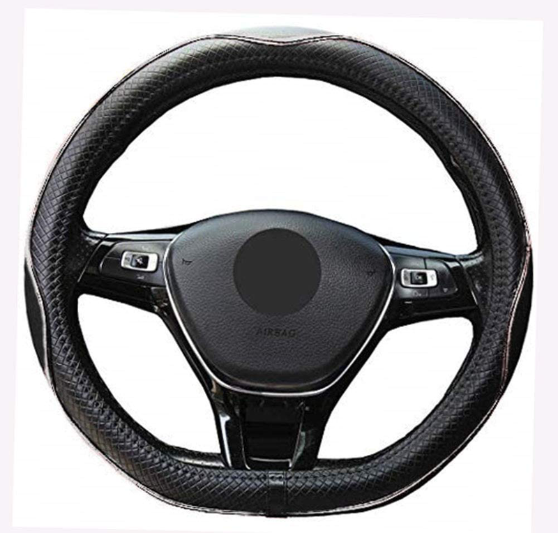 Mayco Bell Microfiber Leather Car Medium Steering wheel Cover (14.5''-15'',Black Dark Blue) Vehicles & Parts > Vehicle Parts & Accessories > Vehicle Maintenance, Care & Decor > Vehicle Decor > Vehicle Steering Wheel Covers Mayco Bell Black White D Shape 