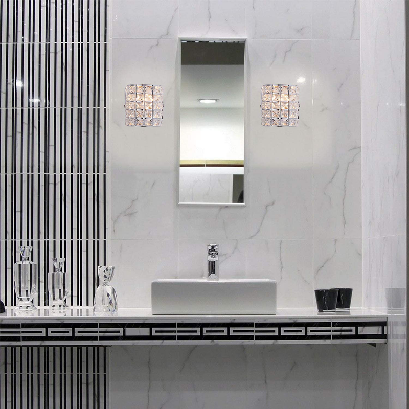 Loclgpm Modern Bathroom Vanity Light 1-Light Wall Sconce, Crystal Chrome Wall Light, Jewel Wall Lamp Fixtures for Living Room,Bedroom,Hallway and Bathroom
