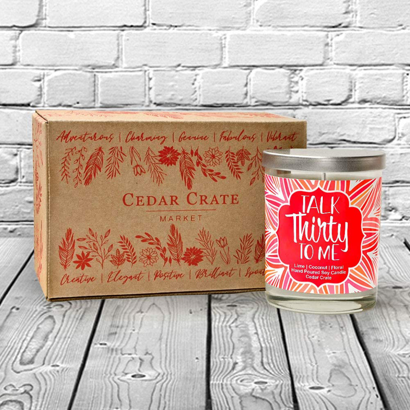 Talk Thirty to Me, 30th Birthday Candles Gifts for Women, Scented 100% Soy Candles, Made in The USA, 30 Year Old, Happy Birthday Candle, Happy Birthday Gifts for Friends, Female, BFF, Bestie, Sister. Home & Garden > Decor > Home Fragrances > Candles Cedar Crate Market   