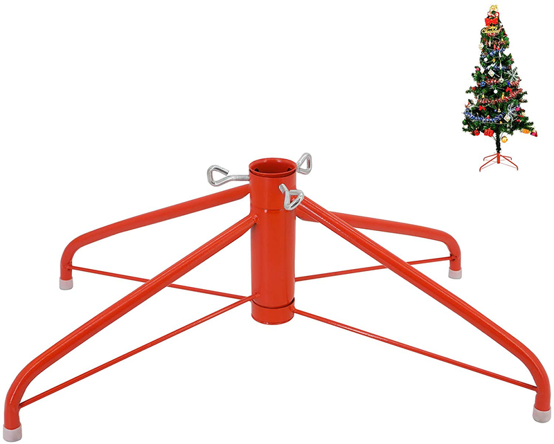 OVOV 19.7 Inch Christmas Tree Stand 4 Foot Base Iron Metal Bracket Rubber Pad with Thumb Screw (Red) Home & Garden > Decor > Seasonal & Holiday Decorations > Christmas Tree Stands OVOV Red  