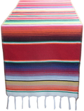 Mexican Serape Table Runner for Mexican Theme Party, Cinco de Mayo Fiesta Party, Day of Death Decorations, Falsa Classic Striped Fringe Pattern Cotton Blanket, Red,14x84 inches Home & Garden > Decor > Seasonal & Holiday Decorations& Garden > Decor > Seasonal & Holiday Decorations Toaroa Red 1 