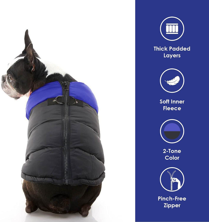 Gooby Padded Vest Dog Jacket - Warm Zip up Dog Vest Fleece Jacket with Dual D Ring Leash - Winter Water Resistant Small Dog Sweater - Dog Clothes for Small Dogs Boy and Medium Dogs for Everyday Use