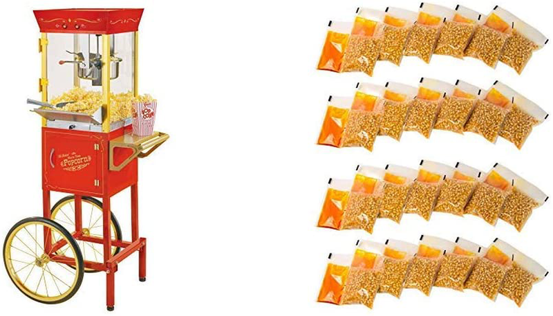 NOSTALGIA Concession CCP510 Vintage Professional Popcorn Cart-New 8-Ounce Kettle-53 Inches Tall-Red Home & Garden > Kitchen & Dining > Kitchen Tools & Utensils > Kitchen Knives Nostalgia Vintage Popcorn Bundle  