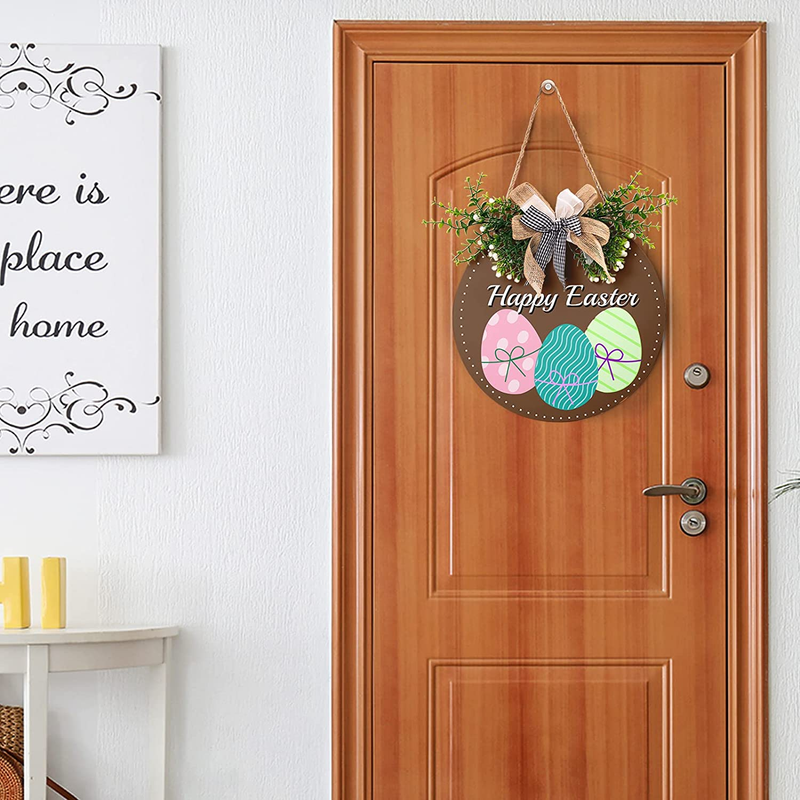 Easter Signs, Easter Door Decorations Hanging Coloured Eggs Easter Decorations for Door the Home Rustic, Spring for Home Outdoor Easter Gifts Home Coffee Shop Bakery Farmhouse Window 12"X 12"Inch Home & Garden > Decor > Seasonal & Holiday Decorations Harooni   