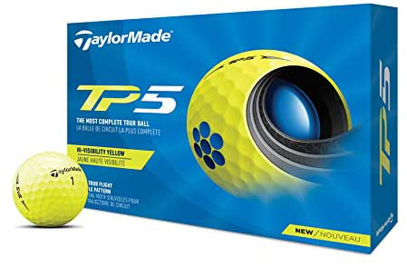 TaylorMade TP5 & TP5x Golf Balls (White, Yellow, Pix)  TaylorMade Yellow 2021 TP5 