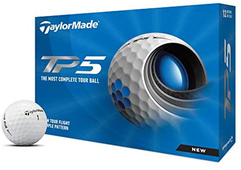 TaylorMade TP5 & TP5x Golf Balls (White, Yellow, Pix)  TaylorMade White 2021 TP5 
