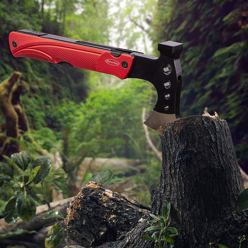 Rovertac Camping Hatchet Multitool Axe Survival Tool Christmas Gifts for Men 14 in 1 Multi Tool Axe Hammer Knife Saw Screwdrivers Bottle Opener Fire Starter Whistle for Camping Survival Hiking Fishing Sporting Goods > Outdoor Recreation > Camping & Hiking > Camping Tools RoverTac   