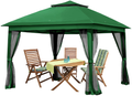 Pamapic 11x11 Outdoor Pop up Gazebo for Patios Canopy for Shade and Rain with Mosquito Netting, Waterproof Soft Top Metal Frame Gazebo for Lawn, Garden, Backyard and Deck (Grey) Home & Garden > Lawn & Garden > Outdoor Living > Outdoor Structures > Canopies & Gazebos Pamapic Green  