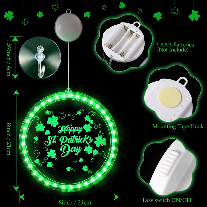 St. Patrick'S Day Decoration Window Light, Lighted up Shamrock Clover Sign Green LED Light Battery Operated for Irish Happy St. Patrick'S Day Party Lucky Indoor Outdoor Decor (Word Style) Arts & Entertainment > Party & Celebration > Party Supplies Enhon   