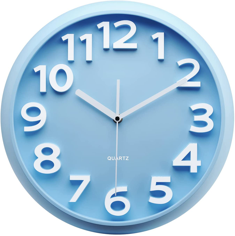 Plumeet 13'' Large Wall Clock - Silent Non-Ticking Quartz Wall Clocks for Living Room Decor - Modern Style Suitable for Home Kitchen Office - Battery Operated (Black) Home & Garden > Decor > Clocks > Wall Clocks Plumeet Blue 10 inches 