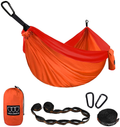 Gold Armour Camping Hammock - Extra Large Double Parachute Hammock USA Based Brand Lightweight Nylon Adults Teens Kids, Camping Accessories Gear (Sky Blue and Gray) Home & Garden > Lawn & Garden > Outdoor Living > Hammocks Gold Armour Orange and Red  