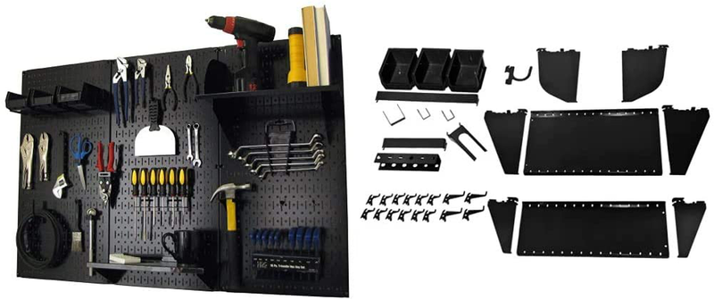 Pegboard Organizer Wall Control 4 ft. Metal Pegboard Standard Tool Storage Kit with Galvanized Toolboard and Black Accessories Hardware > Hardware Accessories > Tool Storage & Organization Wall Control Black/Black Storage + Accessory Kit 
