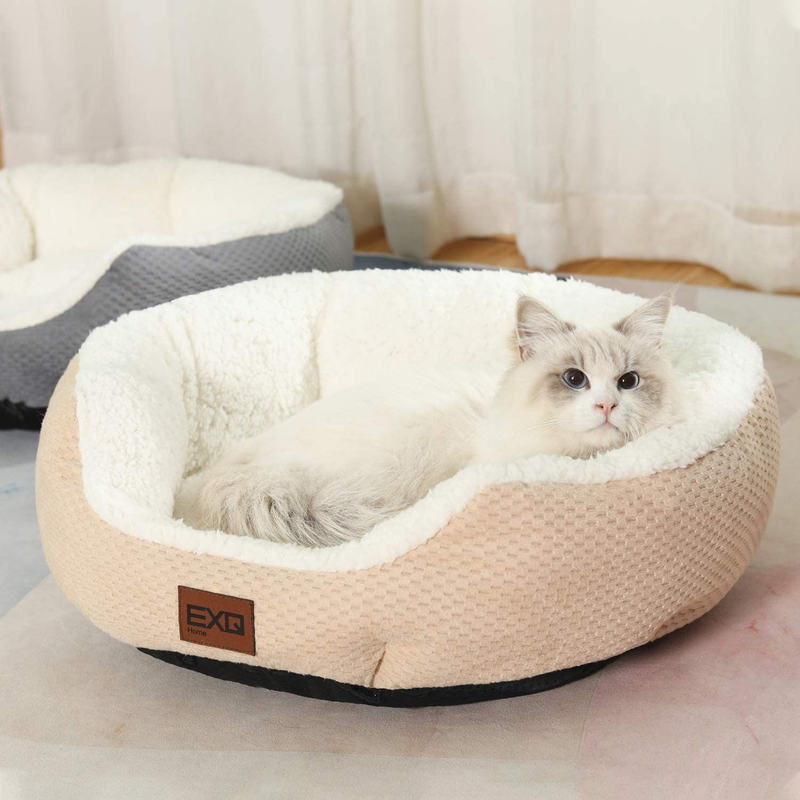EXQ Home Soft Cat Beds for Indoor Cats,Fluffy Calming Cat Bed with Slip-Resistant Bottom,Plush round Dog Beds for Small Dogs,Kitten Bed Machine Washable Pet Beds for Small Dogs Animals & Pet Supplies > Pet Supplies > Cat Supplies > Cat Beds EXQ Home Camel-1 20in 