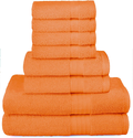 Glamburg Ultra Soft 8 Piece Towel Set - 100% Pure Ring Spun Cotton, Contains 2 Oversized Bath Towels 27x54, 2 Hand Towels 16x28, 4 Wash Cloths 13x13 - Ideal for Everyday use, Hotel & Spa - Light Grey Home & Garden > Linens & Bedding > Towels GLAMBURG Orange  